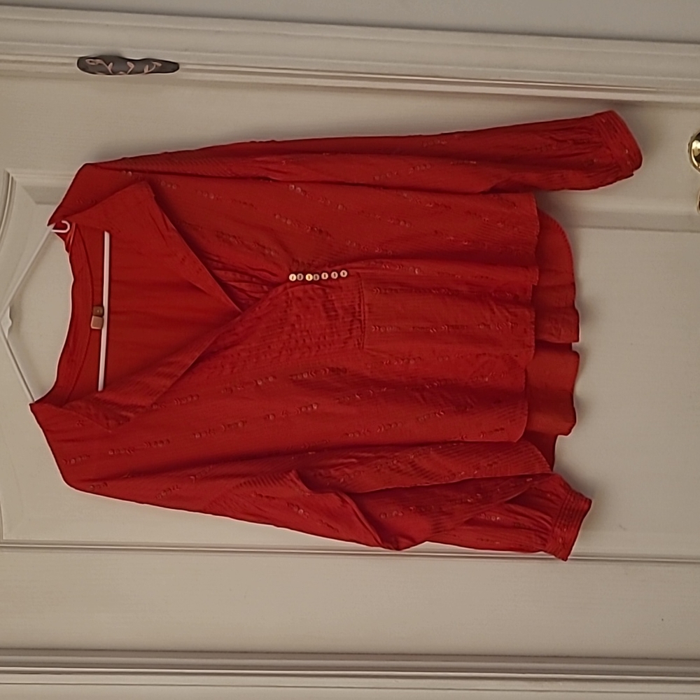 EUC Anthropologie Pilcro Pintucked Red Button Down Blouse